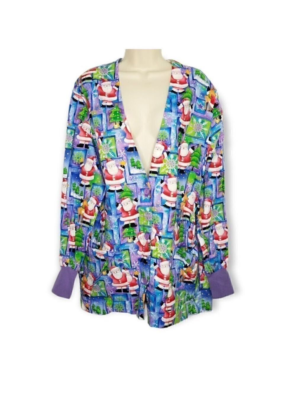 Peaches Christmas Santa Scrub Jacket Size Women’s Large‎